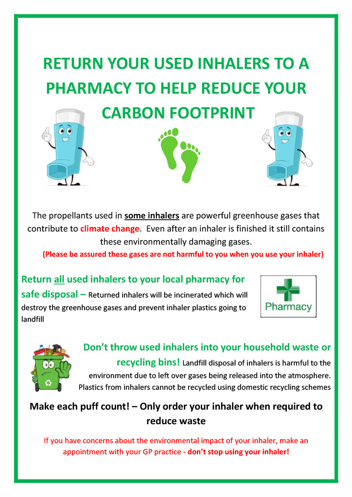 Return your old inhalers to the Pharmacy